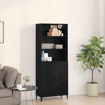 vidaXL buffetkast Zwart Eiken 69,5 x 32,5 x 180 cm Bewerkt, Huis en Inrichting, Kasten | Buffetkasten, Minder dan 50 cm, Verzenden