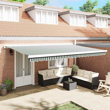 vidaXL Vervangend zonneschermdoek voor 5x3 m Groen & wit, Verzenden, Nieuw