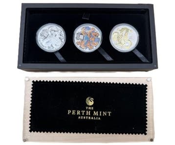 Set - Lunar III - 3 x 1 oz - 2024 - Year of the Dragon, Verzenden, Losse munt, Zilver