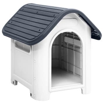 vidaXL Hondenhok Grijs 59x75x66 cm Polypropyleen, Dieren en Toebehoren, Hondenhokken, Verzenden, Nieuw