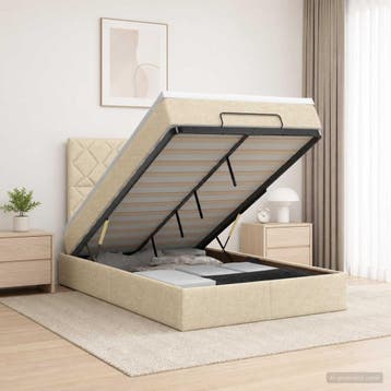 vidaXL Ottoman bed met matras Crèmekleurig 120 x 200 cm Stof, Verzenden, Nieuw, Twijfelaar, Crème