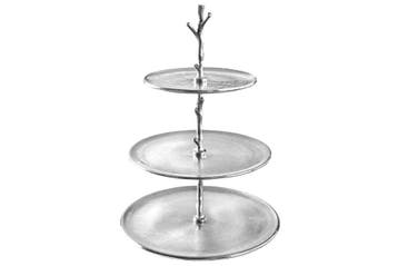 Design taartplateau ABSTRACT 48cm zilver met drie niveaus -, Huis en Inrichting, Woonaccessoires | Vazen, Ophalen of Verzenden