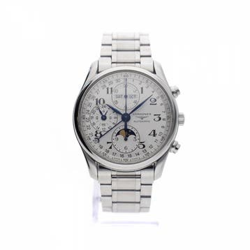 Longines Master Collection Chrono Moonphase L2.673.4.78;..., Ophalen of Verzenden, Gebruikt, Leer, Overige merken
