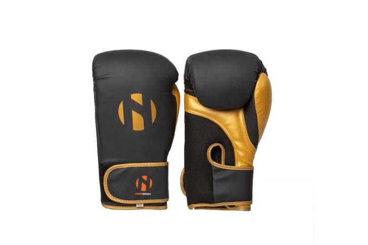 Bokshandschoenen   Nihon | Zwart / Goud (Maat: 6OZ), Sport en Fitness, Vechtsporten en Zelfverdediging, Vechtsportbescherming