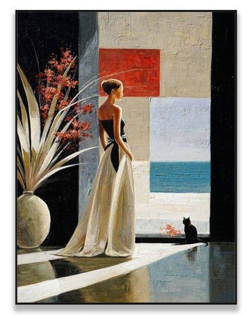 Pippo - Waiting by the Sea, Antiek en Kunst, Kunst | Schilderijen | Modern
