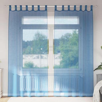 vidaXL Gordijnen voile met lussen 2 st 140x245 cm, Verzenden, Nieuw, Blauw