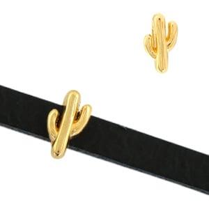 1 x Schuivers DQ metaal cactus 6x10mm Goud ca.6x10mm (Ø5m.., Ophalen of Verzenden, Nieuw, Overige typen