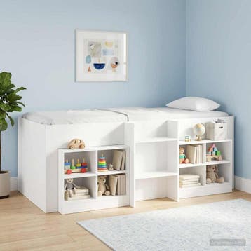 vidaXL Kinder Hoogslaper Wit 75 x 190 cm Bewerkt hout, Eenpersoons, Verzenden, Wit, Nieuw