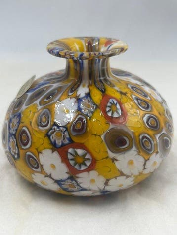 Livio Campanella - Vaas - Muranoglas - Vaas met gele murrine, Antiek en Kunst