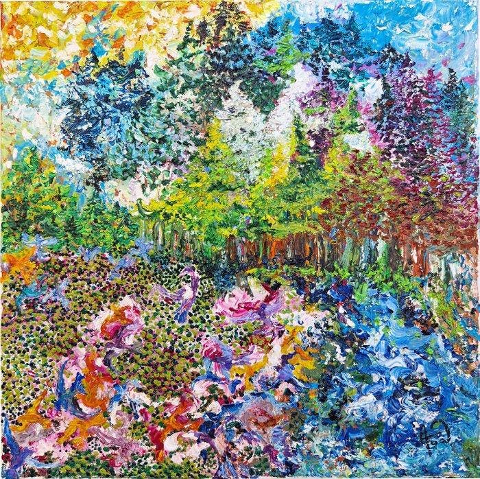 Ana María Urrego, dite « Acua » (XXI) - Festin dans la forêt, Antiek en Kunst, Kunst | Schilderijen | Klassiek