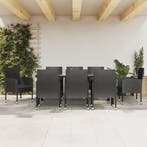 vidaXL 9-delige Tuinset poly rattan en staal zwart, Nieuw, 8 zitplaatsen, Tuinset, Verzenden