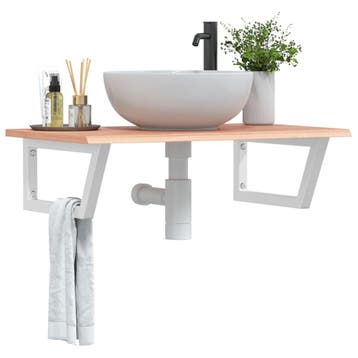 vidaXL Badkamer wandschap staal en massief eikenhout, Verzenden, Nieuw