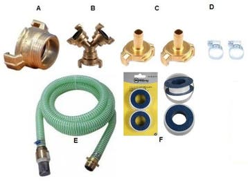 Koppelingenset + aanzuigslang voor tuinpompen (compleet), Verzenden, Nieuw