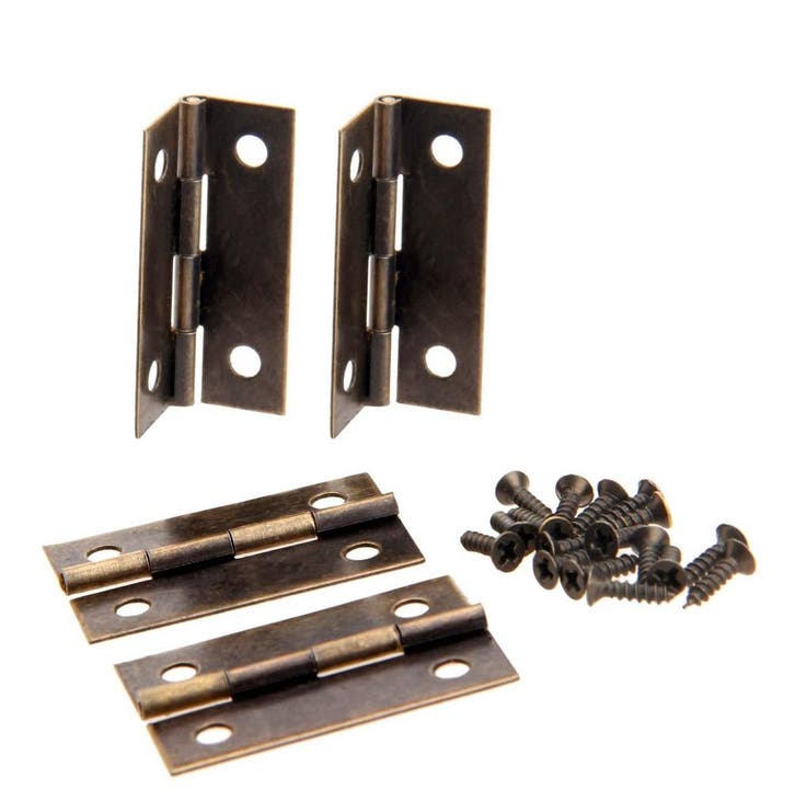 Set van 16 bronzen scharnieren (35x19 mm, schroeven inbegre, Doe-het-zelf en Verbouw, Gereedschap | Handgereedschap, Nieuw, Ophalen of Verzenden