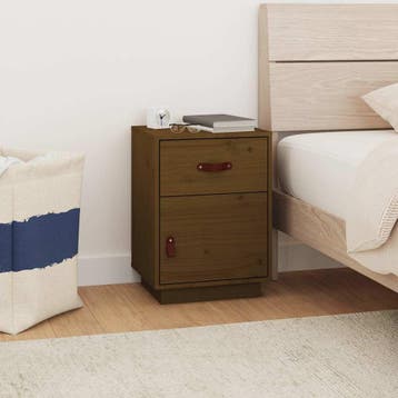 vidaXL Nachtkastje 40x34x55 cm massief grenenhout, Minder dan 45 cm, Verzenden, Nieuw, 55 tot 70 cm