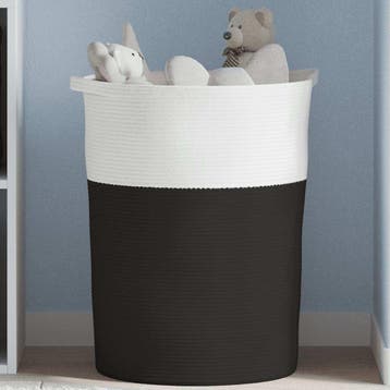 vidaXL Opbergmand Ø 49x65 cm katoen zwart en wit, Huis en Inrichting, Woonaccessoires | Schalen en Manden, Verzenden, Nieuw