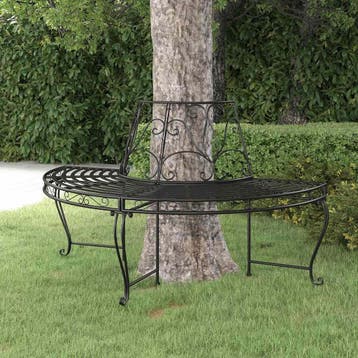 vidaXL Boombank halfrond Ø160 cm staal zwart, Tuin en Terras, Verzenden, Nieuw, Metaal