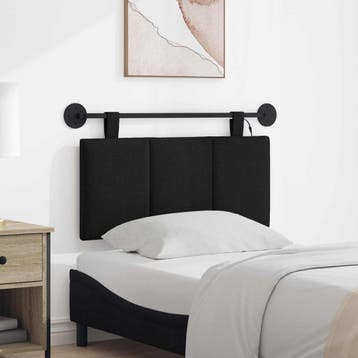 vidaXL Hangend hoofdbord Met LED-verlichting Zwart Stof, Verzenden, Nieuw, Zwart, Stof