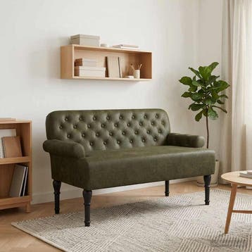 vidaXL Loungebank met knopencomfort Legergroen 120 x 65 x 78, Verzenden, Nieuw, Minder dan 150 cm