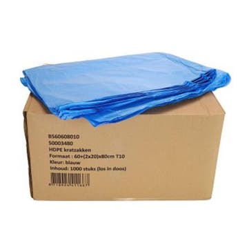Kratzakken 60/20x80cm T10 HDPE blauw - Doos 1000 stuks, Ophalen of Verzenden, Nieuw