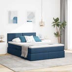 vidaXL Opbergbed met LED met matras met LED Blauw 140 x 200, Verzenden, Nieuw, Blauw, Stof