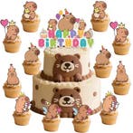Capibara taart en cupcake topper set 24-delig, Verzenden, Nieuw, Taarten of Cupcakes, Versiering