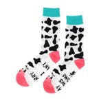 Sokken Katoen – Koeien Print – Wit Zwart Groen Roze – Maat, Nieuw