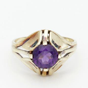 Ring - 14 karaat Geel goud Amethist, Nieuw