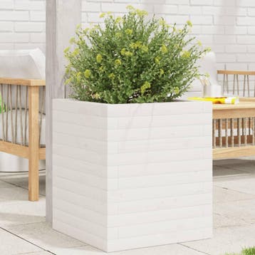 vidaXL Plantenbak 40x40x46 cm massief grenenhout wit, Verzenden, Nieuw, Hout