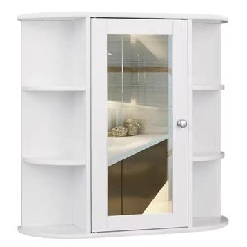 Witte Badkamer Spiegelkast – Hangende Kast met Planken, Verzenden, Nieuw