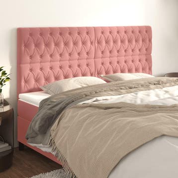 vidaXL Hoofdbord roze 200x7x118/128 cm fluweel, Verzenden, Nieuw, Stof