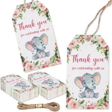 Bloemenkaartjes thank you for celebrating olifantje set 50st, Ophalen of Verzenden, Nieuw