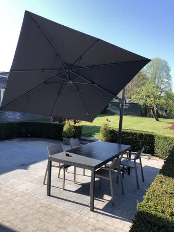 Challenger T2 premium zweefparasol 300x300 cm faded black, Ophalen of Verzenden, Nieuw