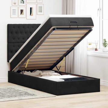 vidaXL Ottoman bed met matrassen 80x200cm fluweel zwart, Eenpersoons, Verzenden, Zwart, Nieuw