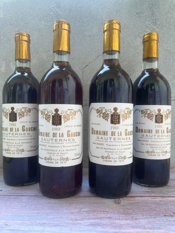 1988 Domaine de la Gauche - Sauternes Sauternes - 4 Flessen, Nieuw