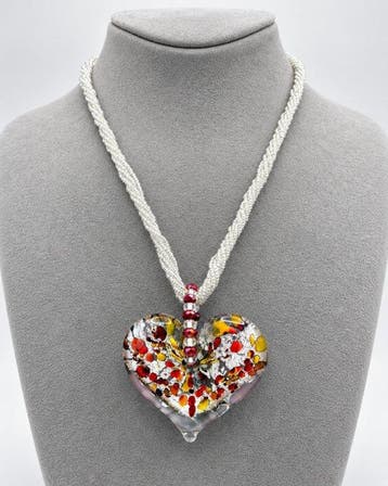 Murano-glas, Zilver - Ketting met hanger - zilverfolie