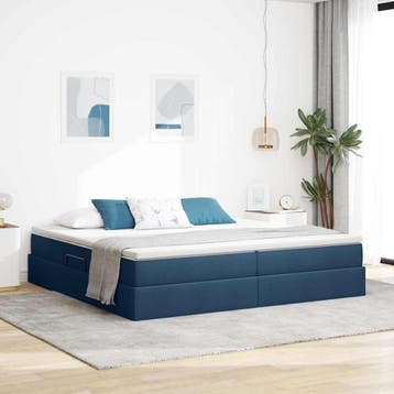 vidaXL Opslag bed met matras met opslag Blauw 200 x 200 cm, Verzenden, Nieuw, Tweepersoons, Blauw