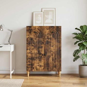 vidaXL Dressoir Gerookt eiken 66 x 34,5 x 90 cm Bewerkt hout, Verzenden, Nieuw, Overige houtsoorten, Minder dan 50 cm