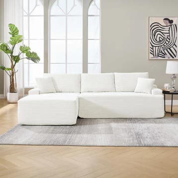 Coredo Bank - Corduroy bekleding - Links - Crème, Huis en Inrichting, Banken | Bankstellen, Verzenden, Nieuw