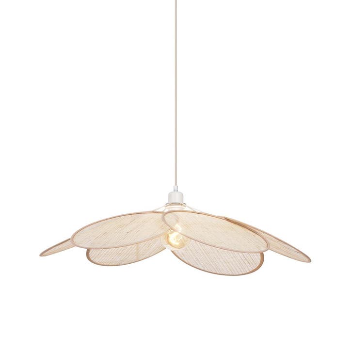 Japandi hanglamp crème met linnen kap - Aisha, Huis en Inrichting, Lampen | Hanglampen, Nieuw, Verzenden