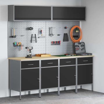 vidaXL Werkkast set met lade met opslag met slot 10 st Zwart, Verzenden, Nieuw