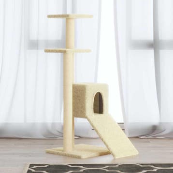 vidaXL Kattenmeubel met sisal krabpalen 92 cm crèmekleurig, Dieren en Toebehoren, Verzenden, Nieuw