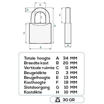 Stahlex Veelzijdig hangslot - 20 mm - veiligheidscategori..., Ophalen of Verzenden, Nieuw
