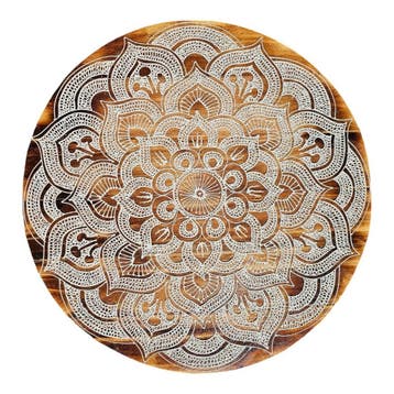 Groot hout wandbord mandala XL wit  60 cm, Verzenden, Nieuw