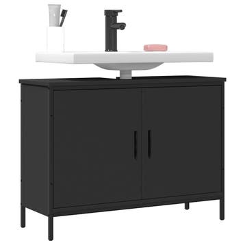 Badmeubel Zwart Hout - 53% Korting - Retourdeal, Huis en Inrichting, Gebruikt, Minder dan 100 cm, Wastafelkast, 25 tot 50 cm