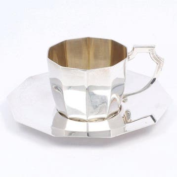 Delheid Frères - Art-Deco - Kop en schotel (2) - .800 zilver, Antiek en Kunst, Antiek | Goud en Zilver
