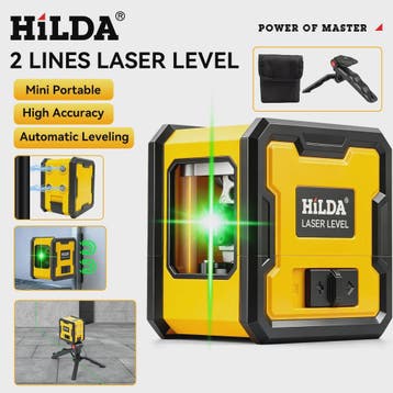 HILDA Laser Waterpas 2 Lijnen Groen Zelfnivellerend Draagbaa, Verzenden, Nieuw