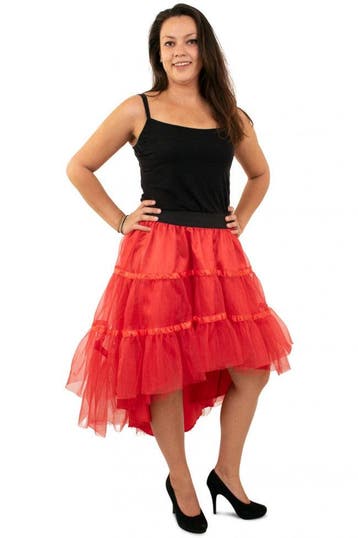 Petticoat schuin aflopend rood dames one size, Verzenden, Nieuw