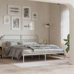 vidaXL Bedframe met hoofdbord metaal wit 183x203 cm, Huis en Inrichting, Slaapkamer | Bedden, Verzenden, Wit, Metaal, Nieuw