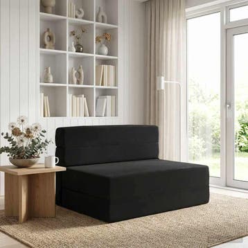 vidaXL Vouwbare Bankbed Zwart 70 x 72 x 60 cm Stof, Verzenden, Nieuw, Stof, Minder dan 150 cm